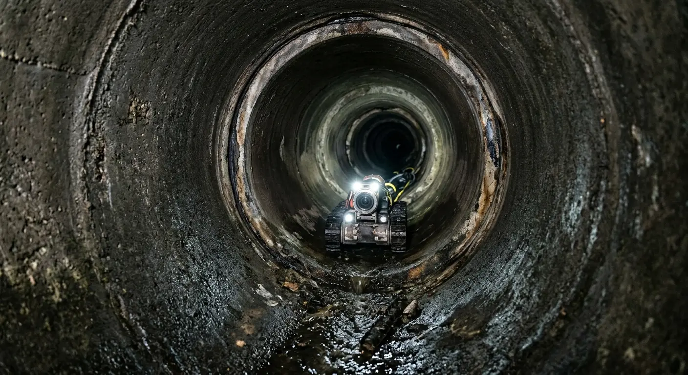 Robotic sewer camera inspecting pipe interior for Drain Snake Service in St. Petersburg